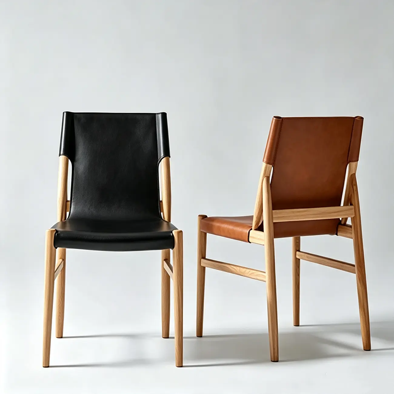 Mid-century Modern Faux Leather Dining Chairs Carbon Steel Frame Image - 13 | homeyfad