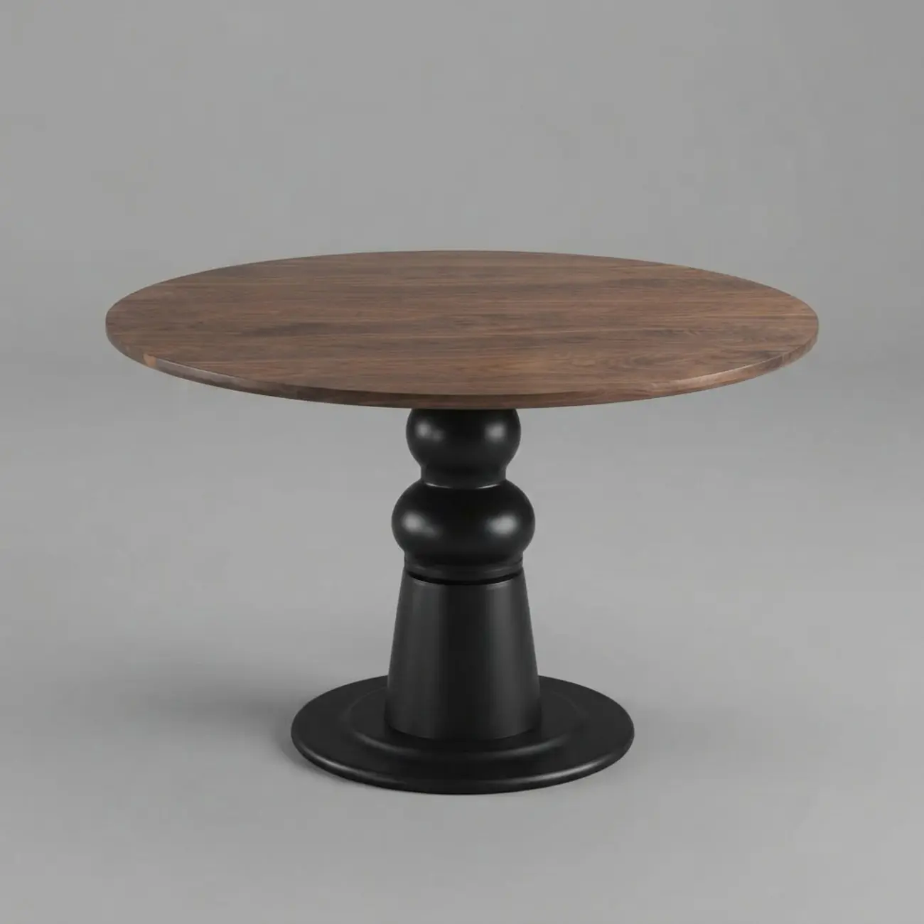 Mid-Century Modern Solid Wood Round Dining Table with Oak Pedestal Image - 2 | homeyfad