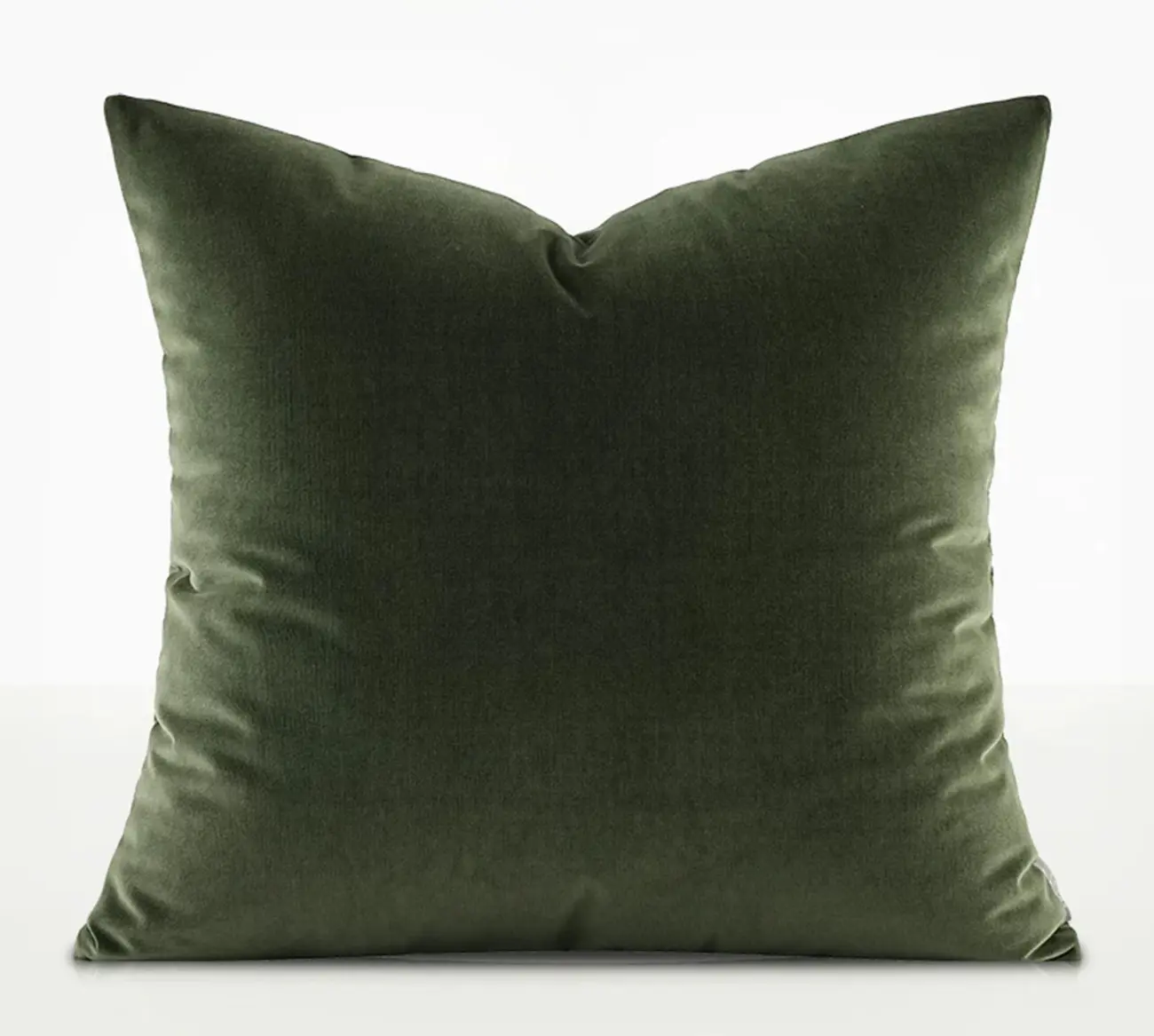 Minimalist 20" Green Velvet Throw Pillow with Goose Feather Filling Image - 2 | homeyfad