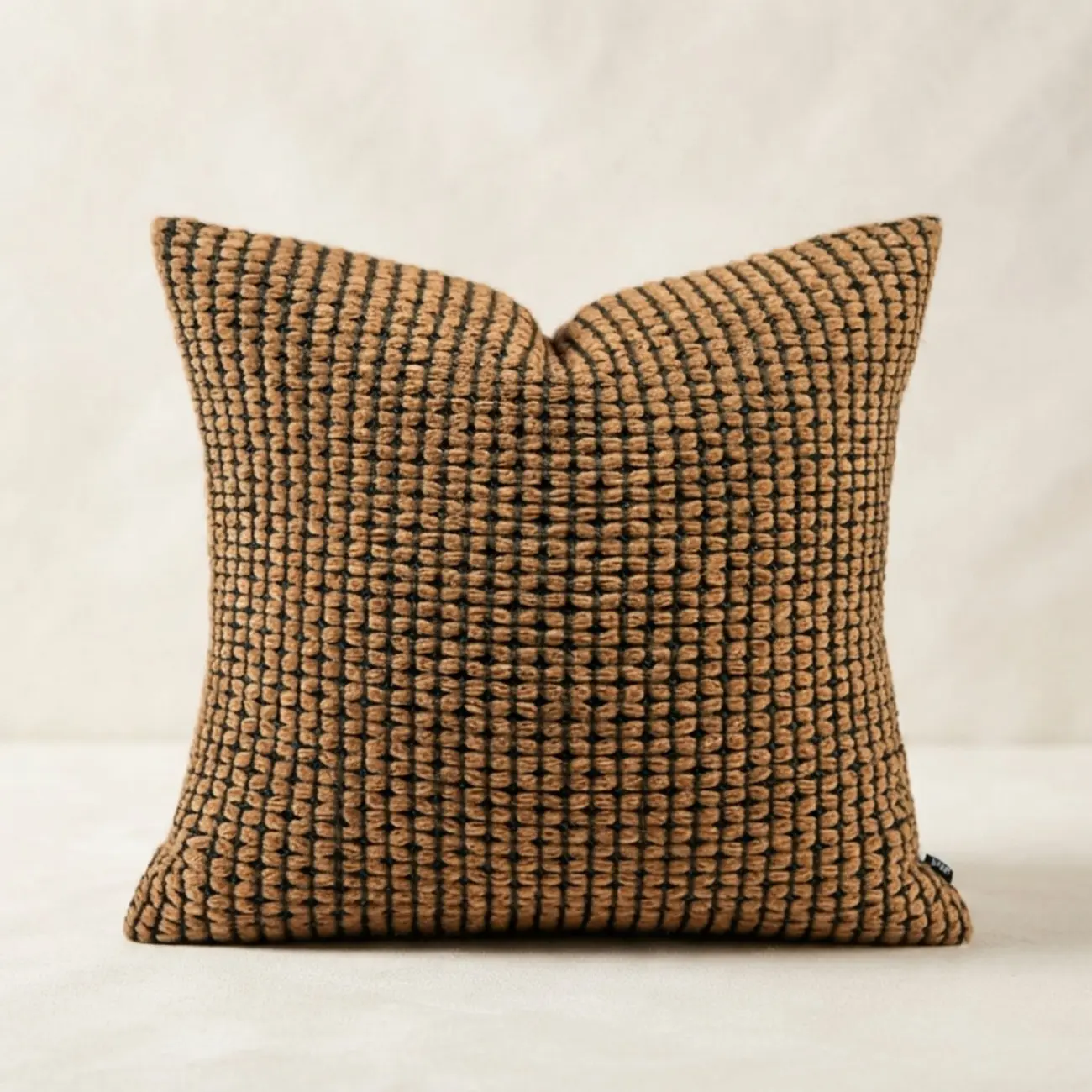 20" Rustic Brown Woven Wool Blend Textured Throw Pillow Image - 6 | homeyfad