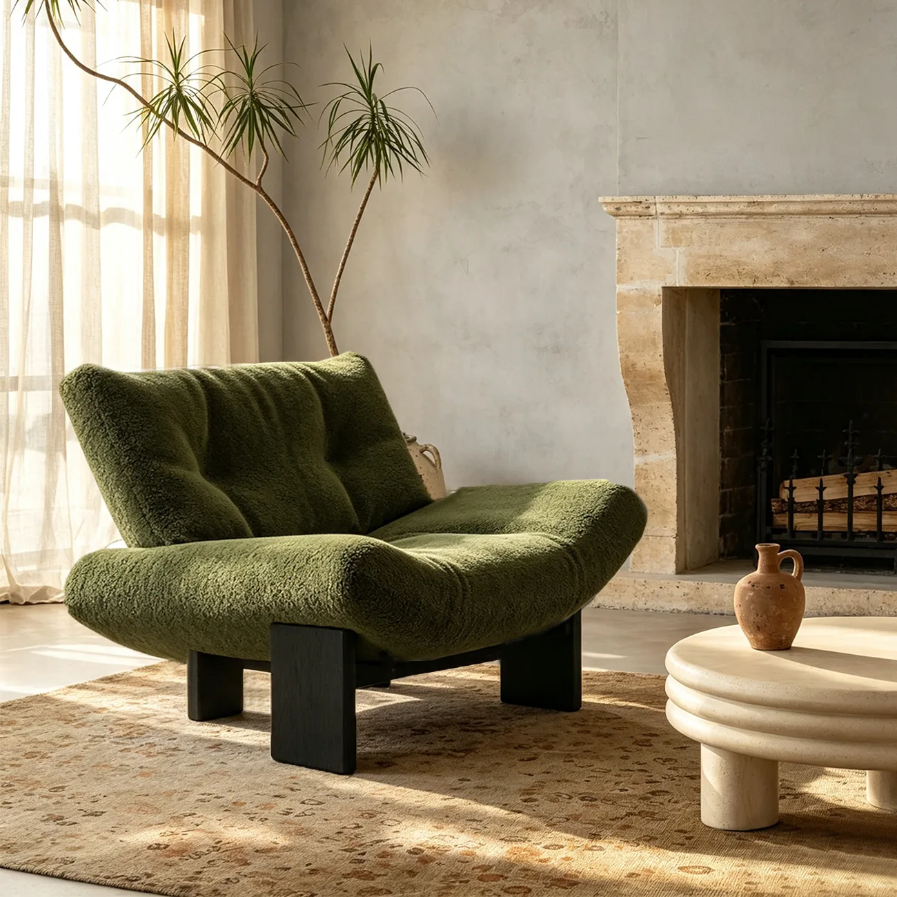 Modern Tufted Back Sherpa Fabric Accent Chair for Living Room Image - 1 | homeyfad