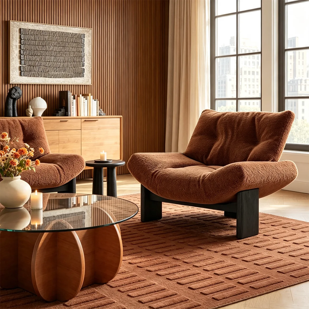 Modern Tufted Back Sherpa Fabric Accent Chair for Living Room Image - 2 | homeyfad