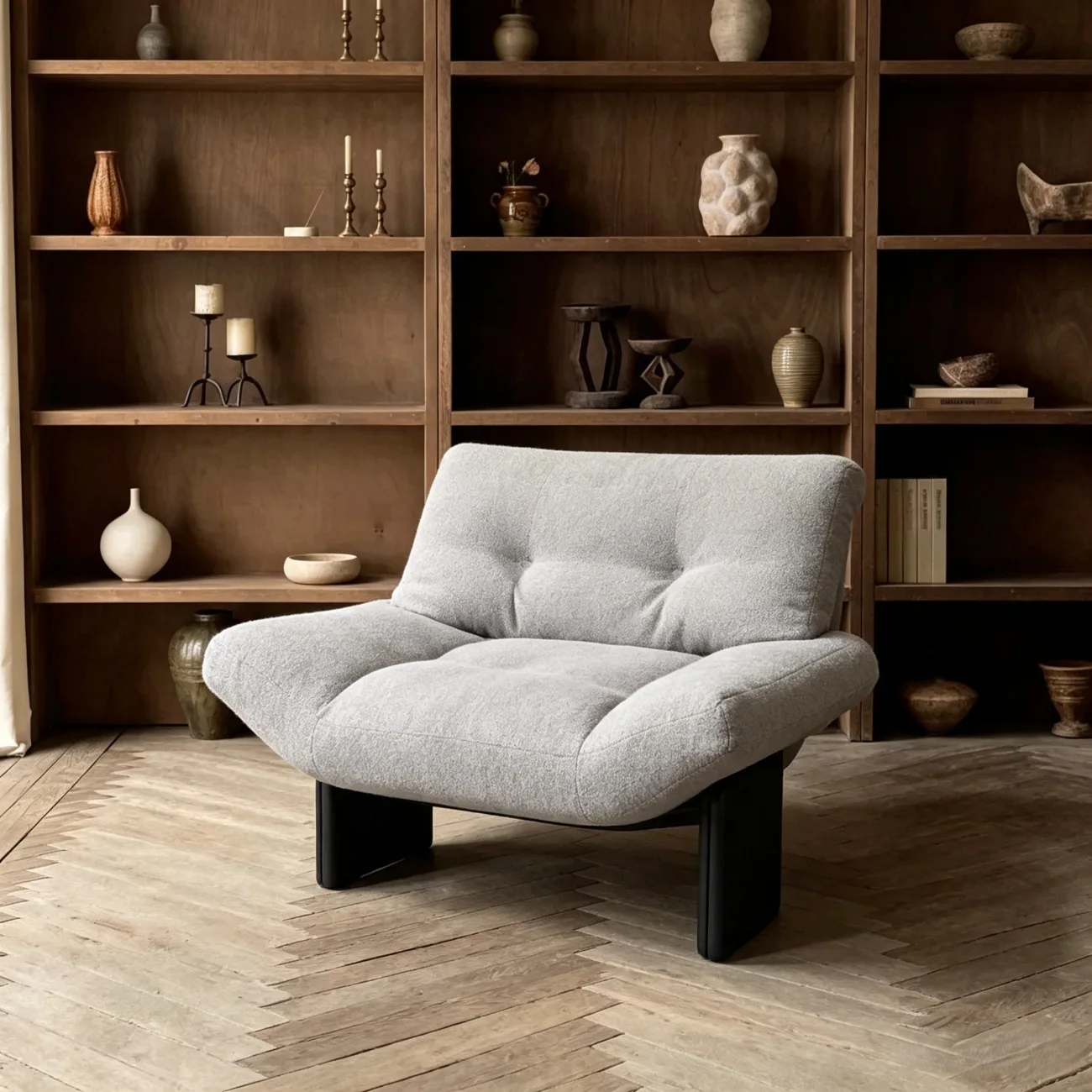 Modern Tufted Back Sherpa Fabric Accent Chair for Living Room Image - 6 | homeyfad