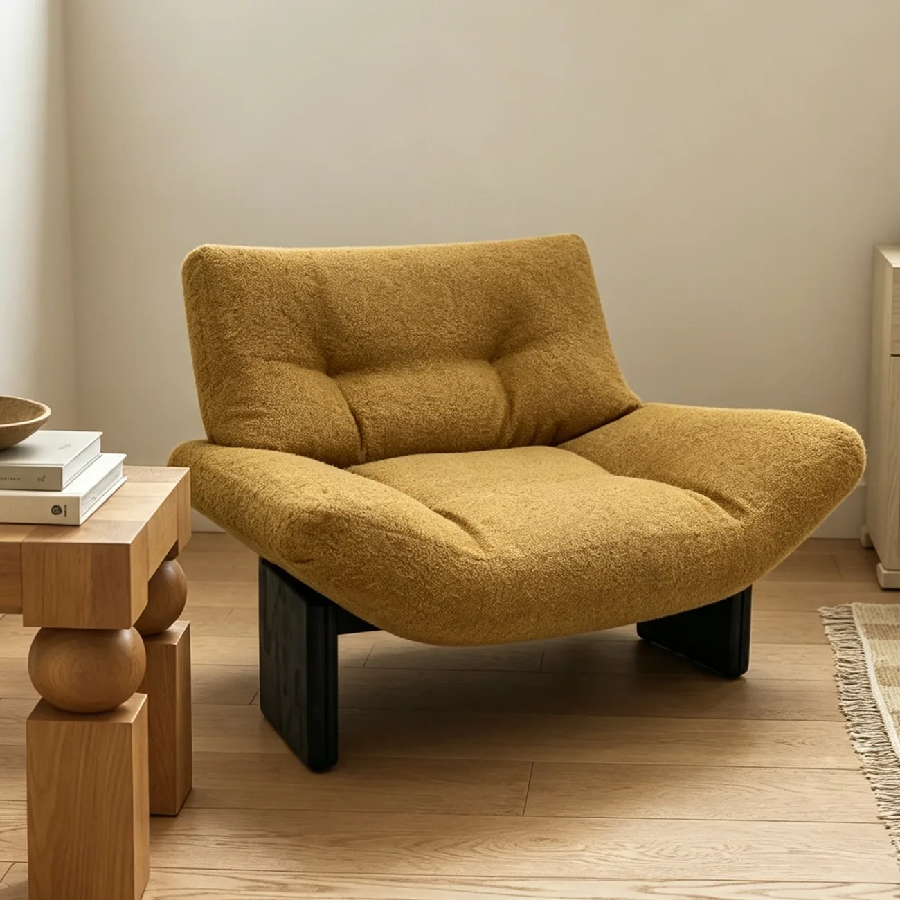 Modern Tufted Back Sherpa Fabric Accent Chair for Living Room Image - 4 | homeyfad