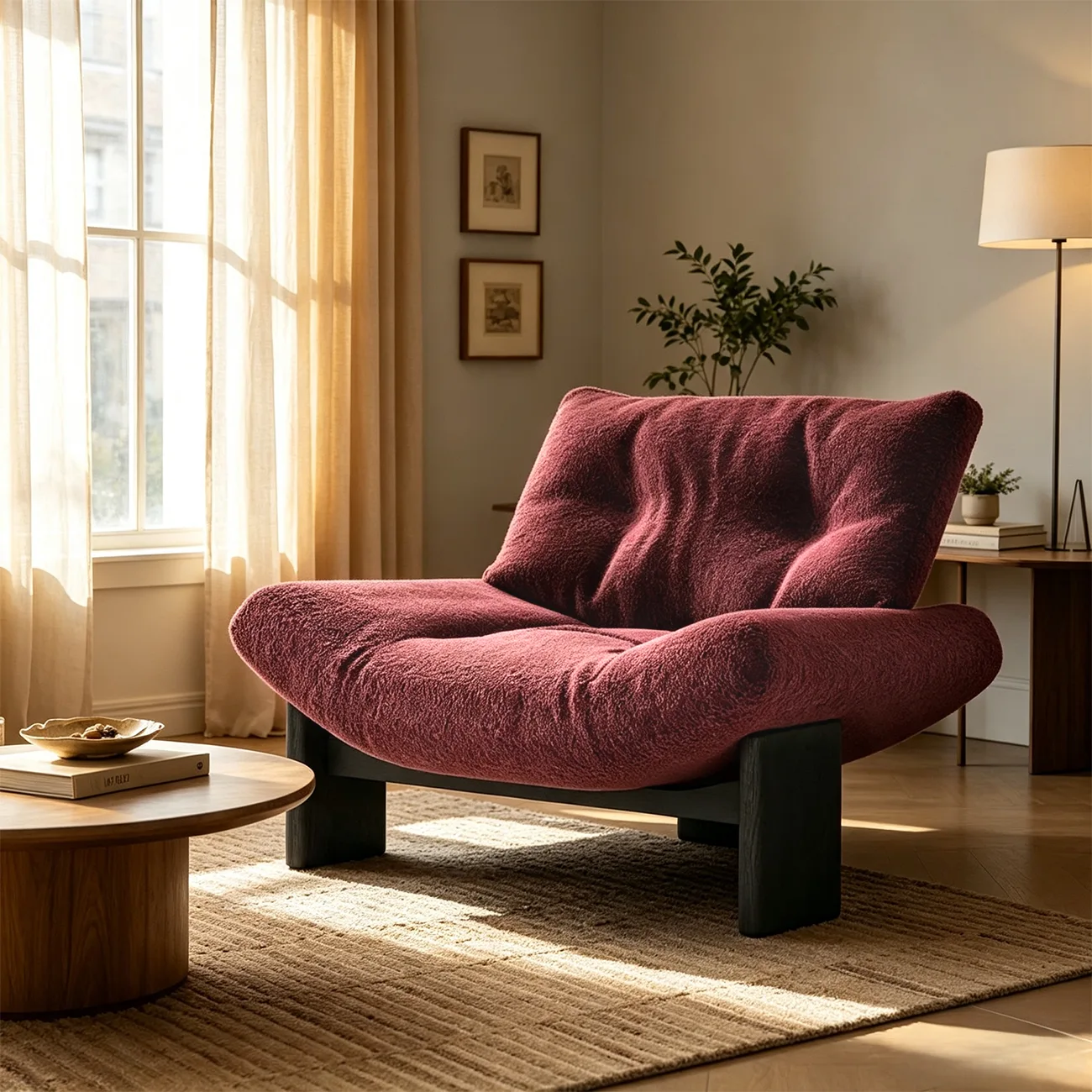 Modern Tufted Back Sherpa Fabric Accent Chair for Living Room Image - 5 | homeyfad