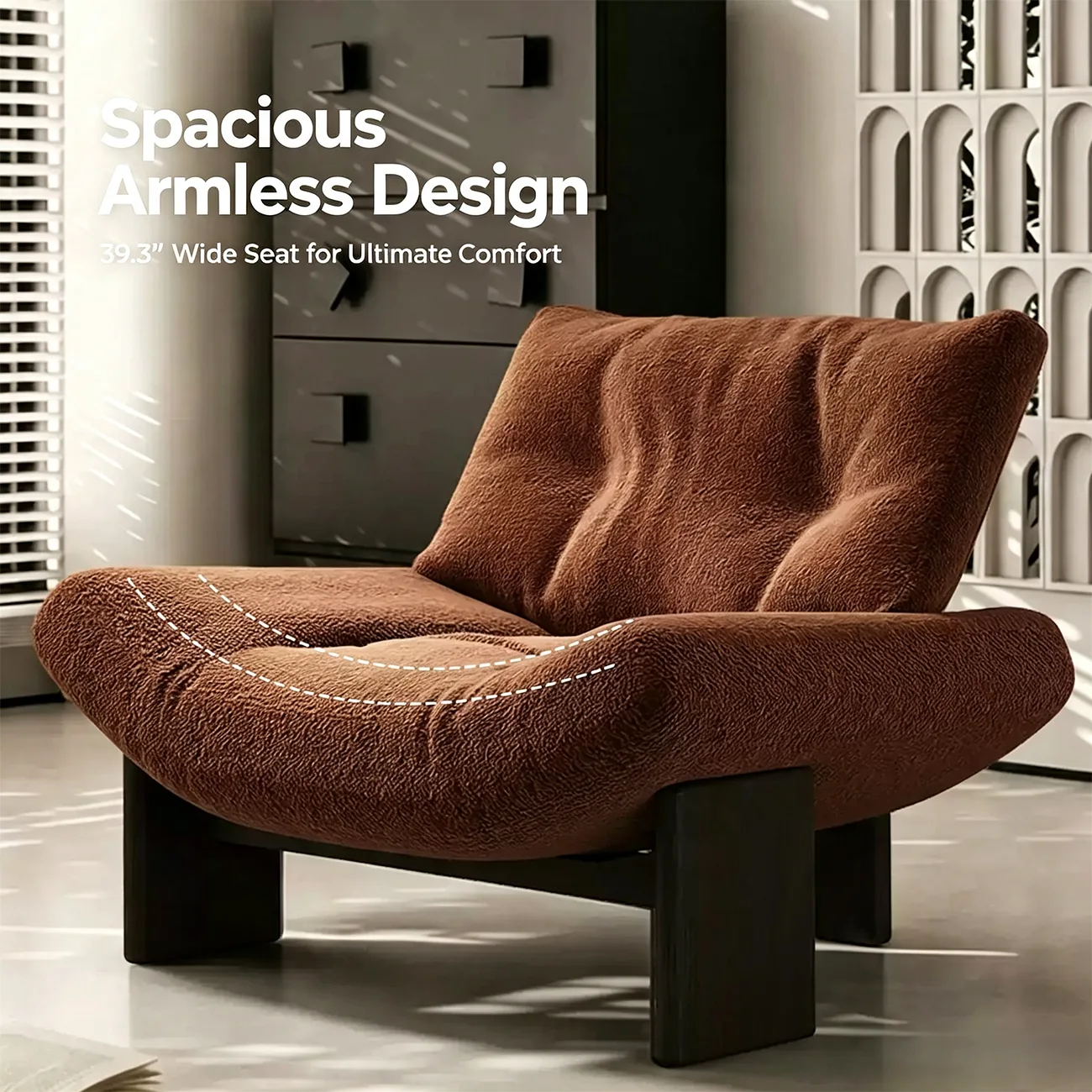 Modern Tufted Back Sherpa Fabric Accent Chair for Living Room Image - 13 | homeyfad