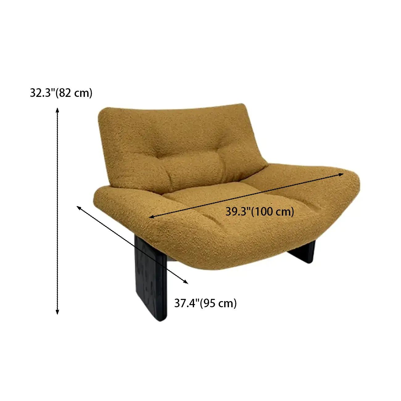 Modern Tufted Back Sherpa Fabric Accent Chair for Living Room #size | homeyfad