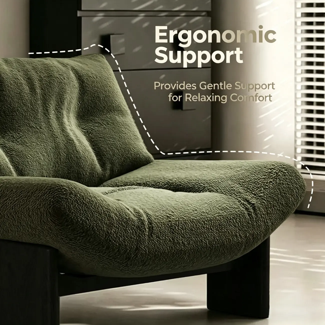Modern Tufted Back Sherpa Fabric Accent Chair for Living Room Image - 8 | homeyfad