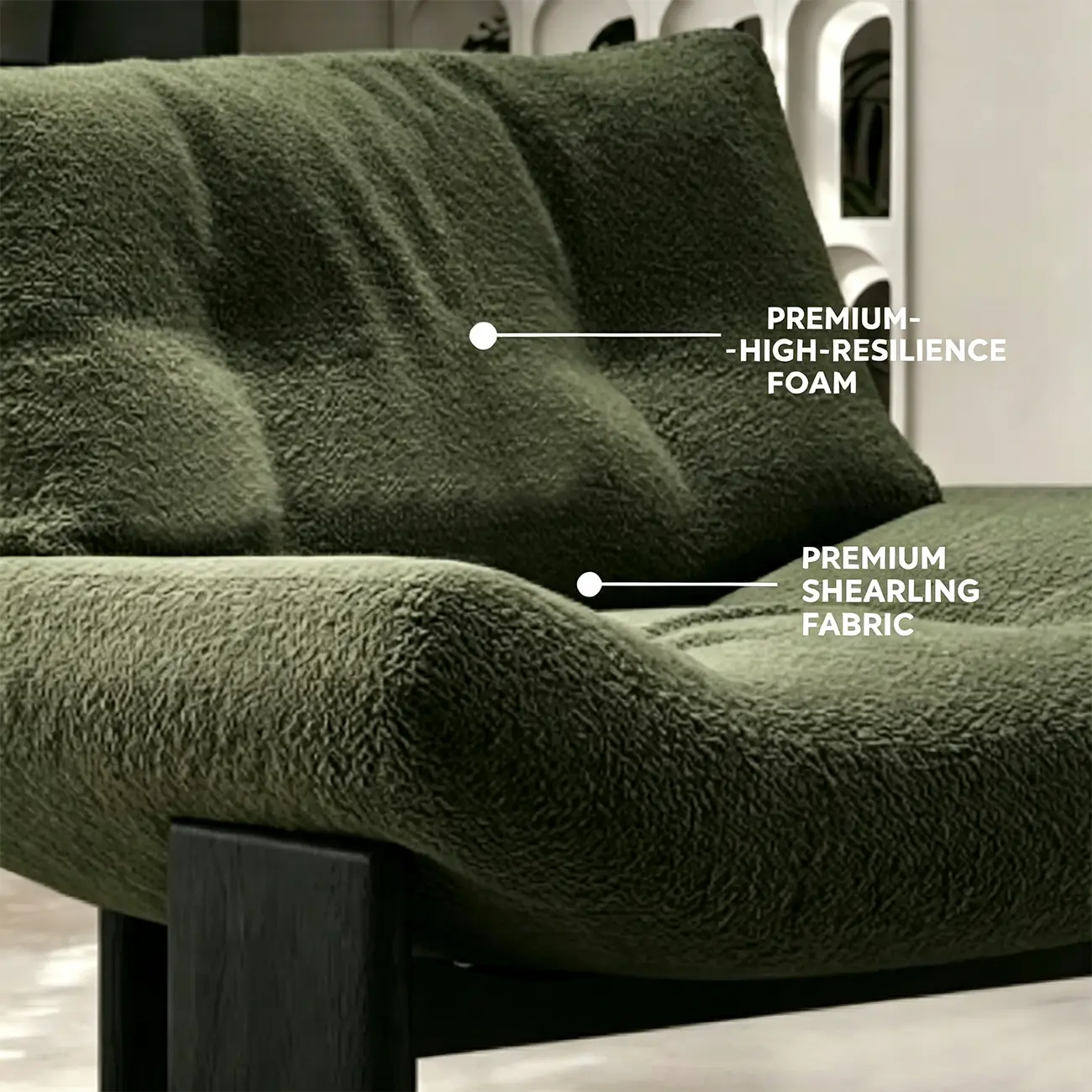 Modern Tufted Back Sherpa Fabric Accent Chair for Living Room Image - 9 | homeyfad