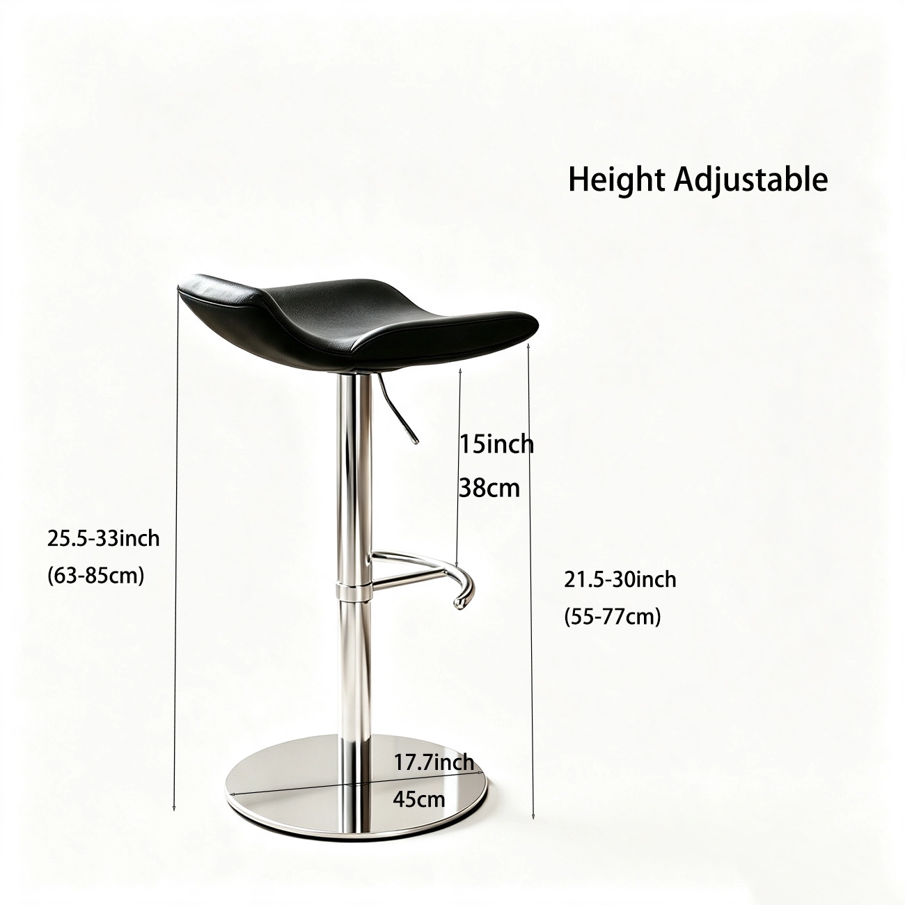 Adjustable Modern Genuine Leather Swivel Bar Stools With Footrest #size | homeyfad