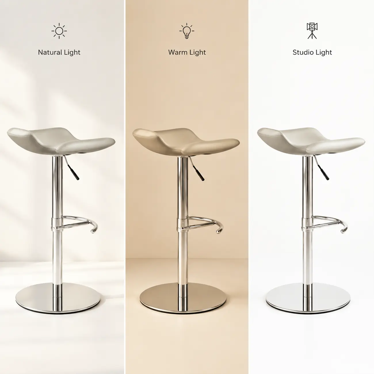 Adjustable Modern Genuine Leather Swivel Bar Stools With Footrest Image - 9 | homeyfad
