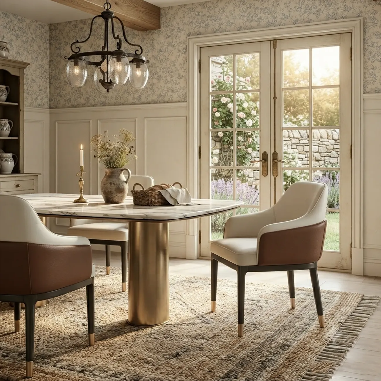 Modern Leather Sloped Arms Low Back Dining Chairs Image - 5 | homeyfad