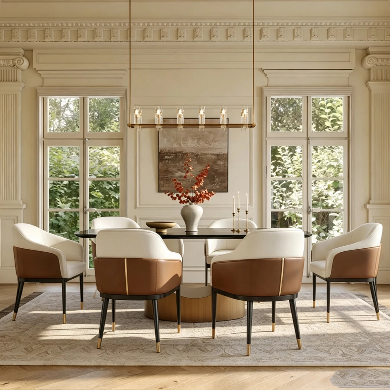 Modern Leather Sloped Arms Low Back Dining Chairs Image - 2 | homeyfad