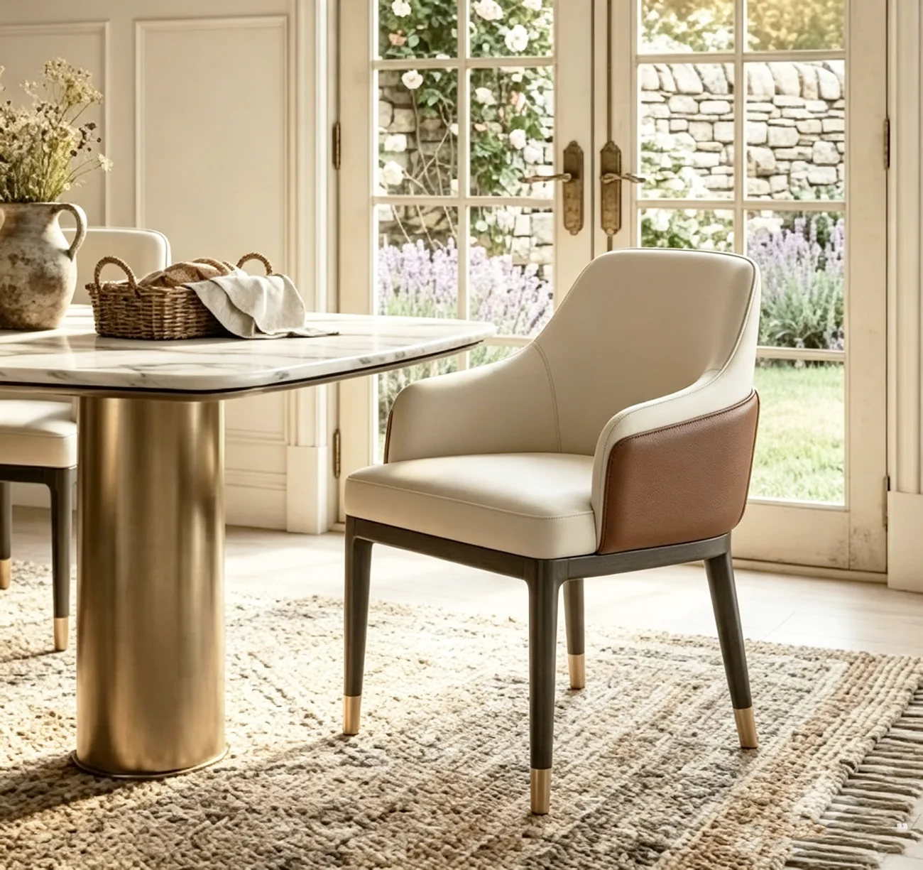 Modern Leather Sloped Arms Low Back Dining Chairs Image - 1 | homeyfad