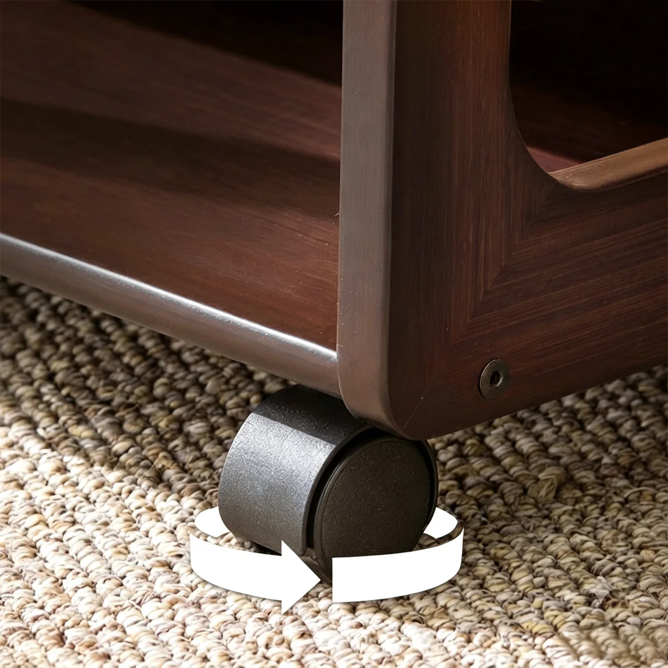 Modern Rolling Bamboo C-Shaped Side Table with Drawer Image - 7 | homeyfad