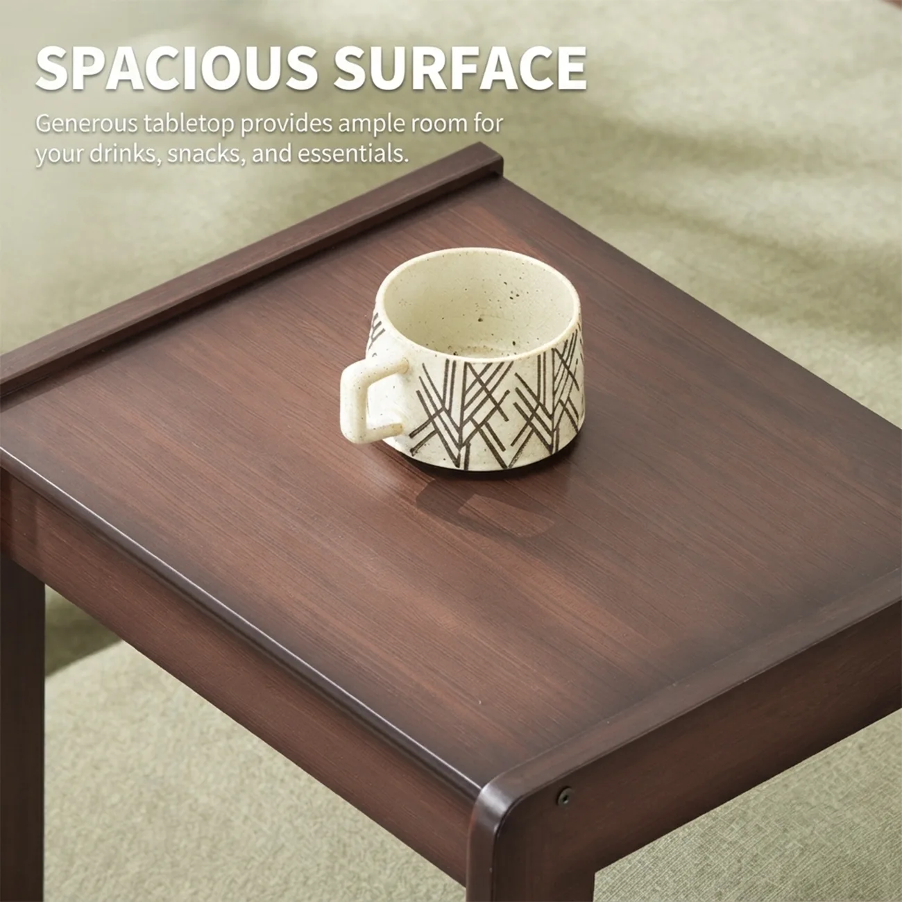 Modern Rolling Bamboo C-Shaped Side Table with Drawer Image - 9 | homeyfad