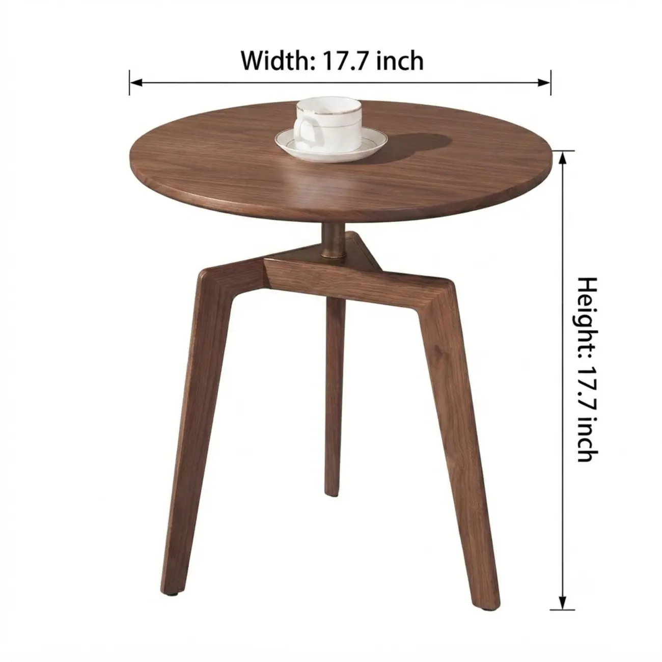 Minimalist Walnut Solid Wood Round Side Table Three-leg Design #size | homeyfad