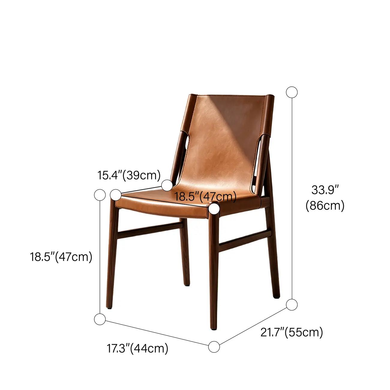 Mid-century Modern Faux Leather Dining Chairs Carbon Steel Frame #size | homeyfad