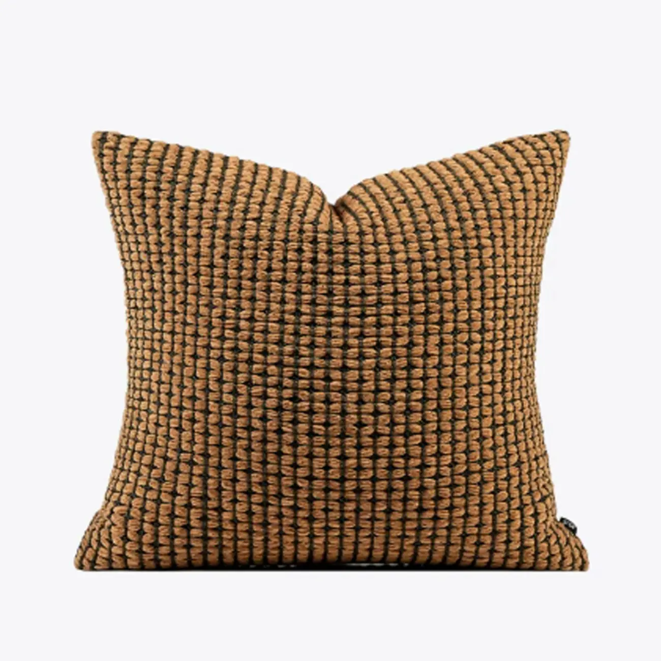 20" Rustic Brown Woven Wool Blend Textured Throw Pillow Image - 2 | homeyfad