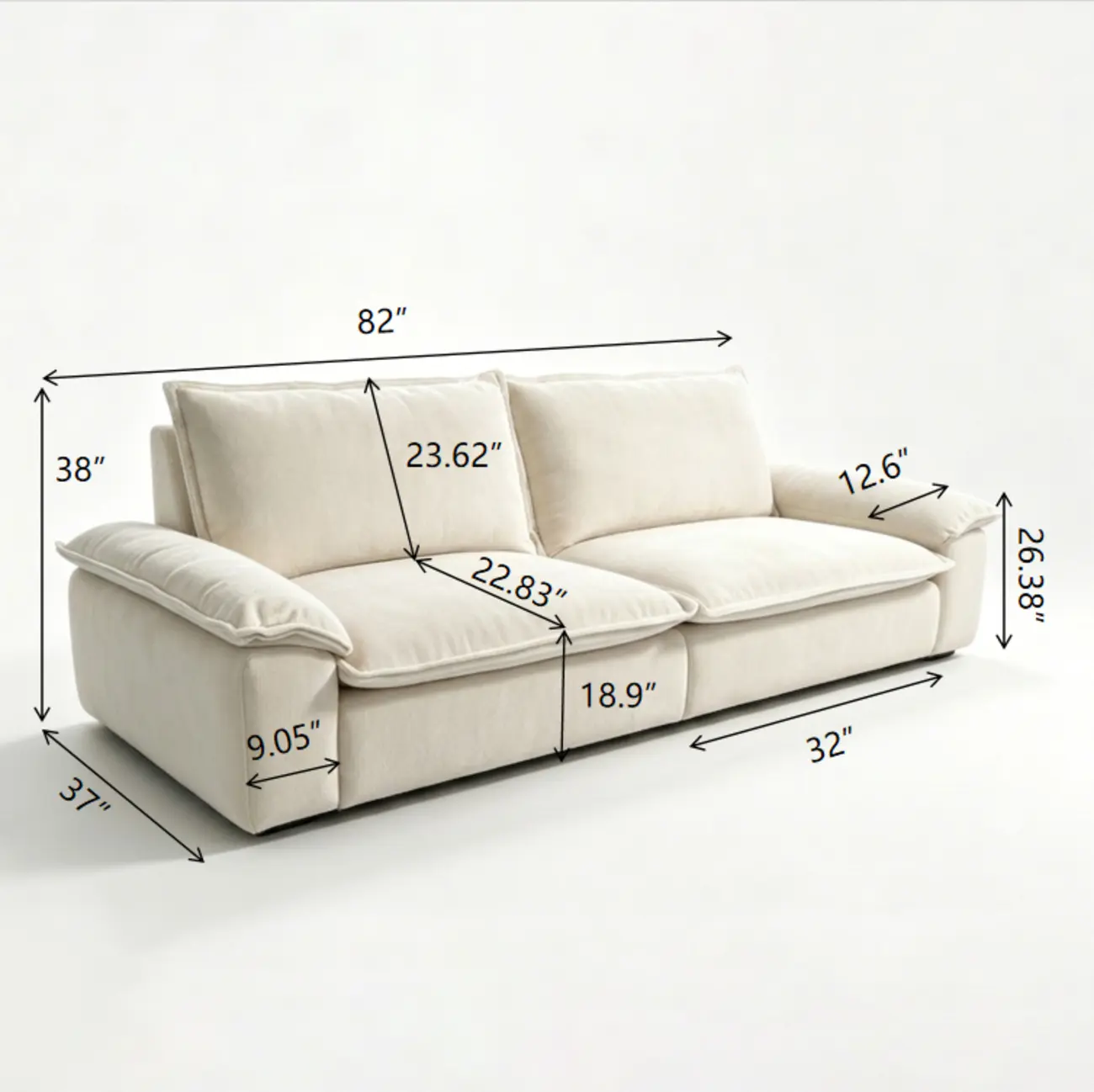 Living Room Modern Chenille Cloud Sectional Sofa With Hidden Storage Image - 20 | homeyfad