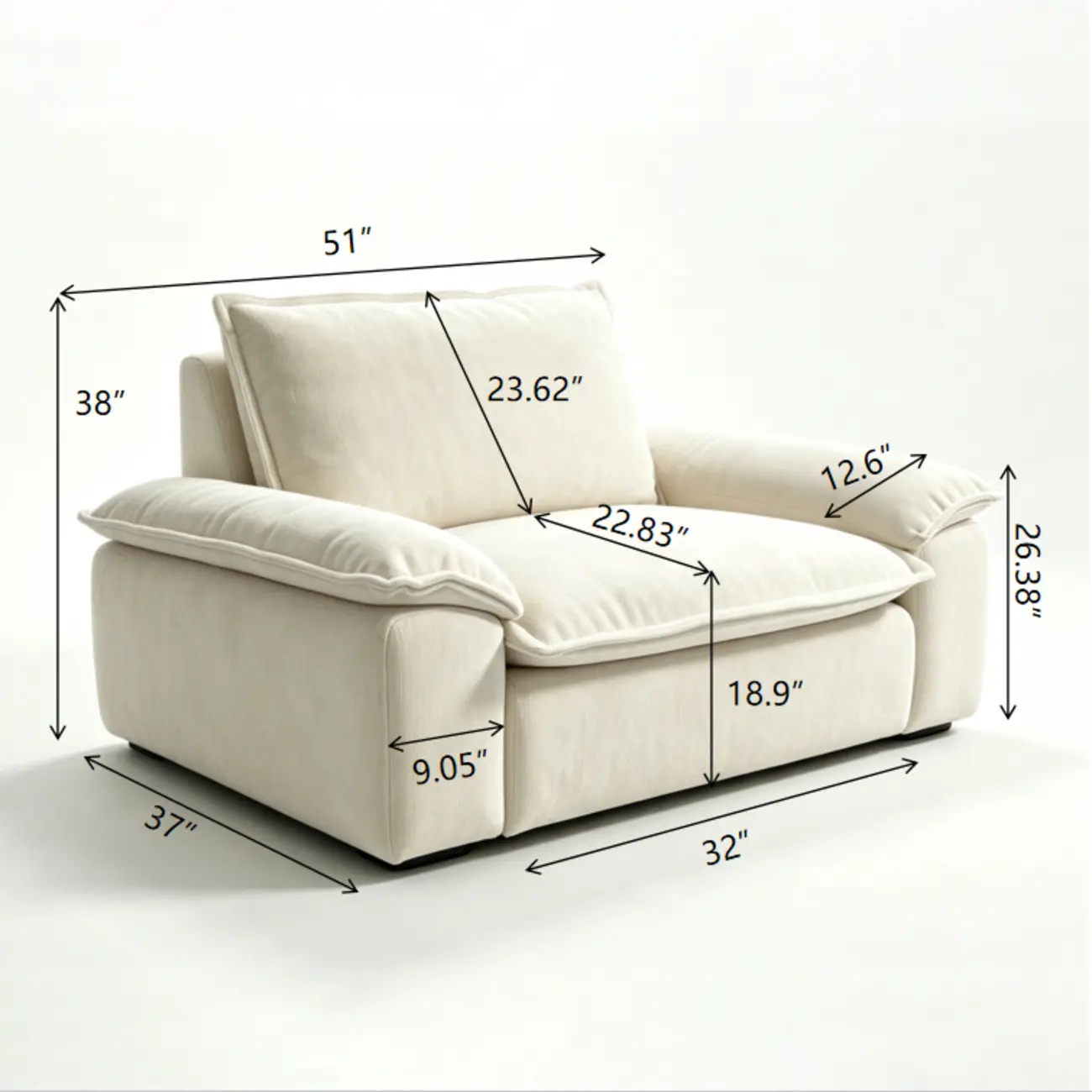 Living Room Modern Chenille Cloud Sectional Sofa With Hidden Storage Image - 21 | homeyfad