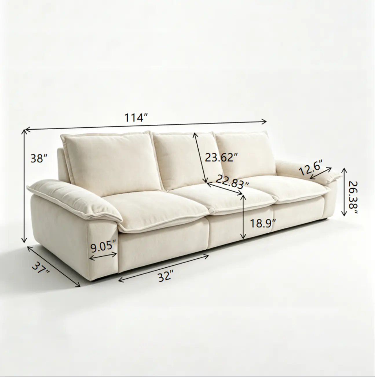 Living Room Modern Chenille Cloud Sectional Sofa With Hidden Storage Image - 19 | homeyfad