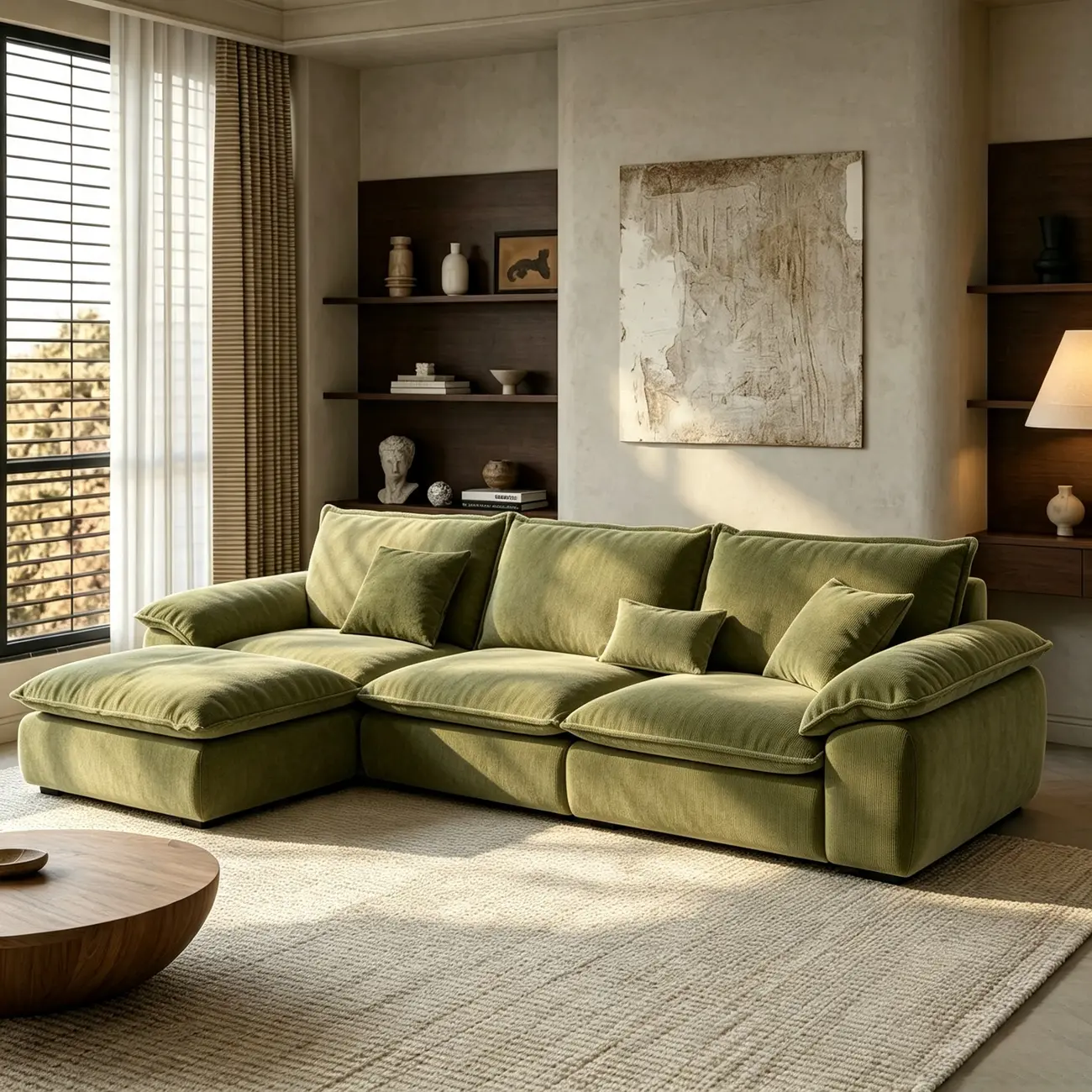 Living Room Modern Chenille Cloud Sectional Sofa With Hidden Storage Image - 13 | homeyfad