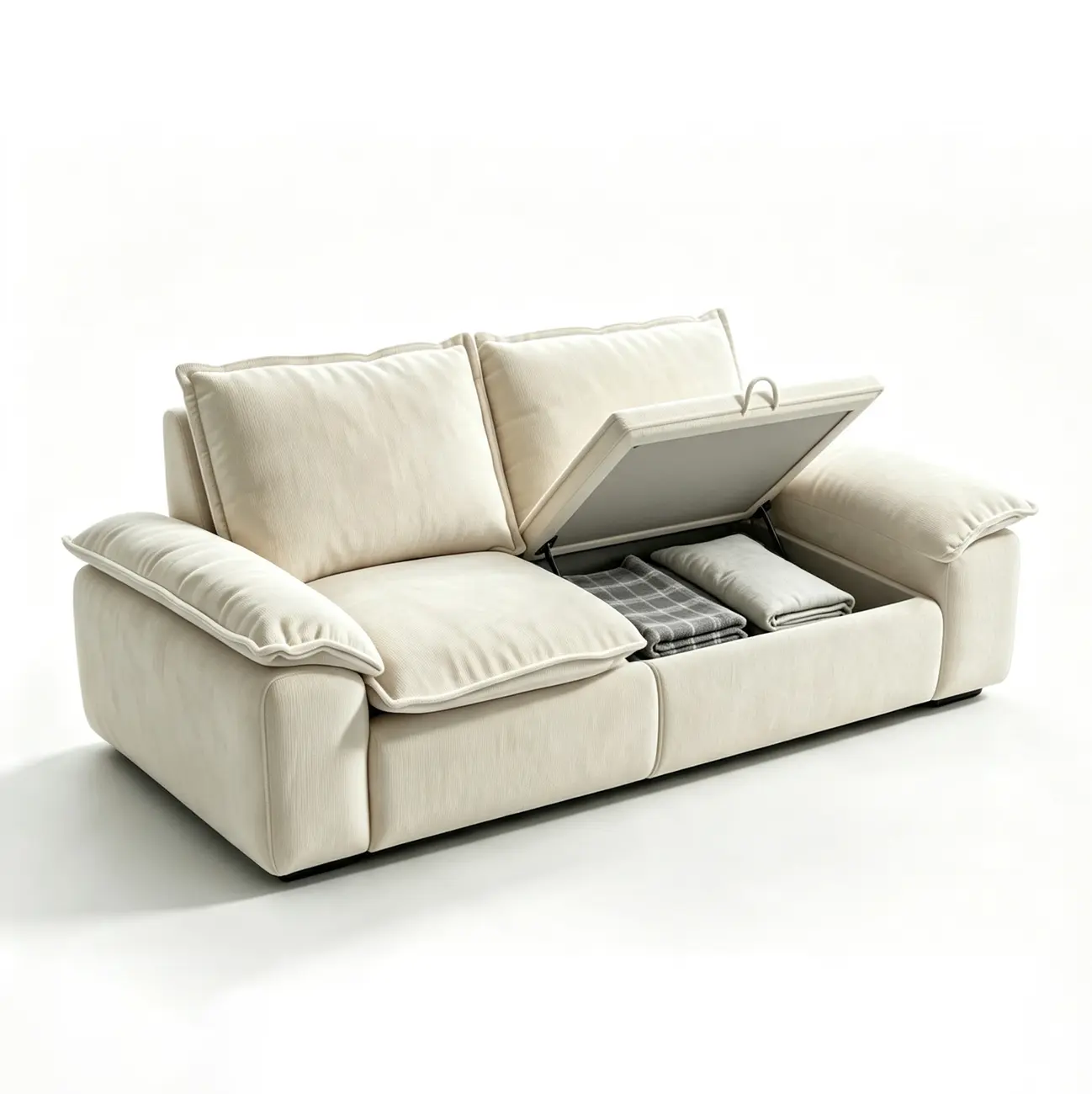 Living Room Modern Chenille Cloud Sectional Sofa With Hidden Storage Image - 25 | homeyfad