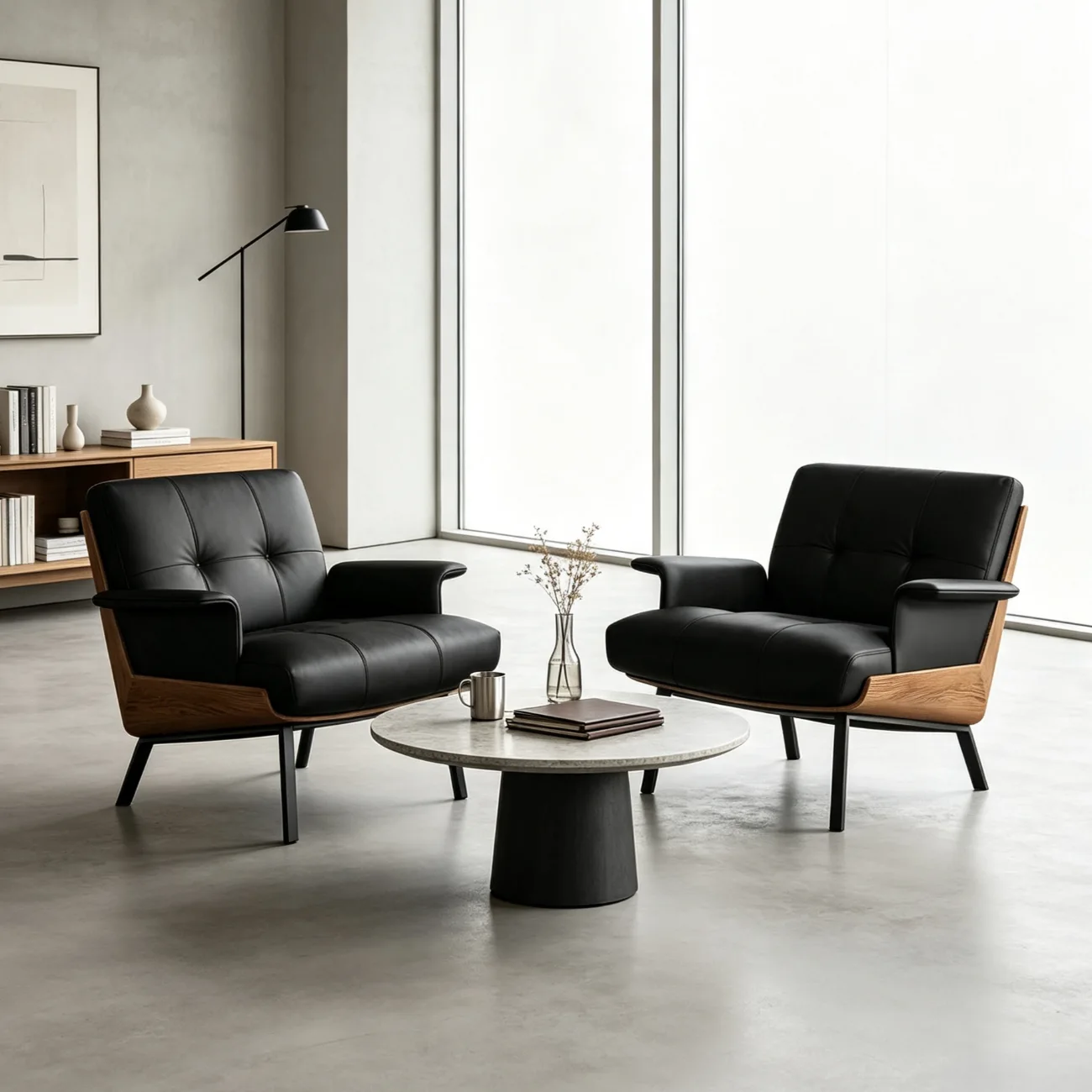 Modern Tufted Microfiber Leather Accent Chair with Arms Image - 6 | homeyfad