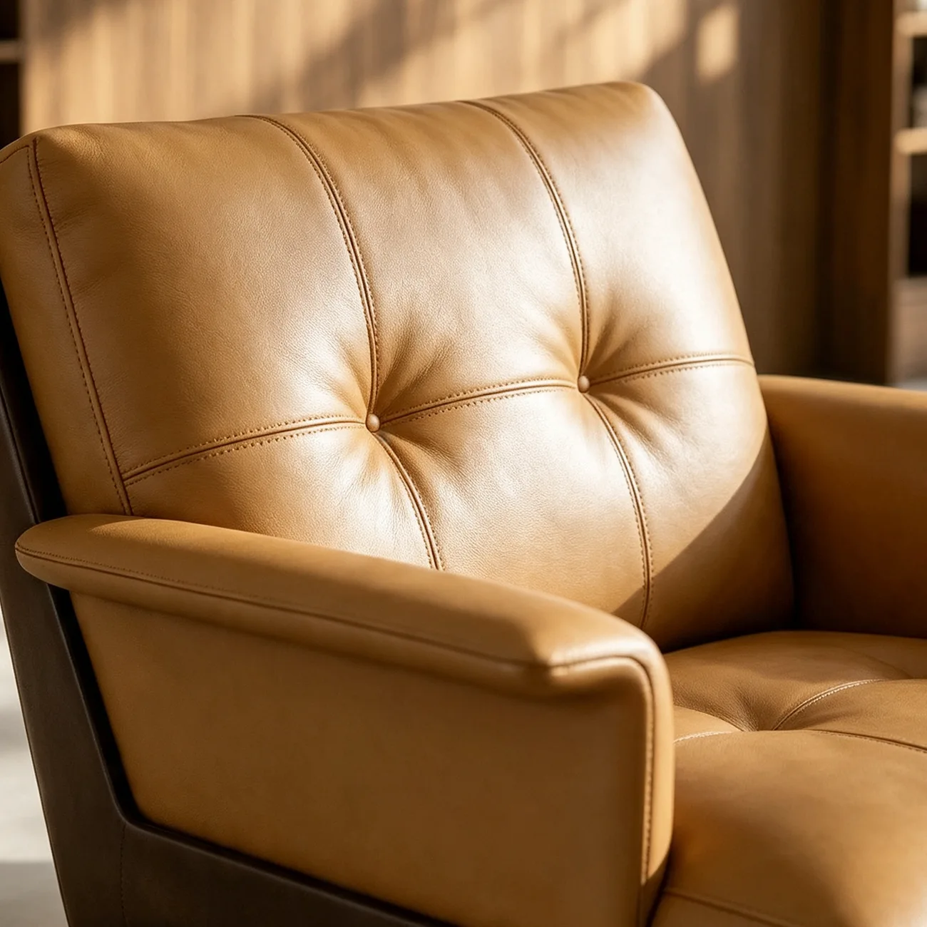 Modern Tufted Microfiber Leather Accent Chair with Arms Image - 8 | homeyfad