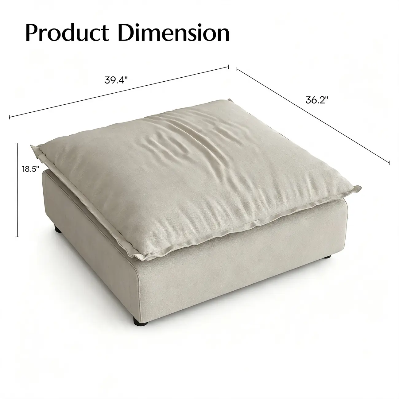 Beige Low-profile Cloud Sofa With Adjustable Backrest And Pillows Image - 20 | homeyfad