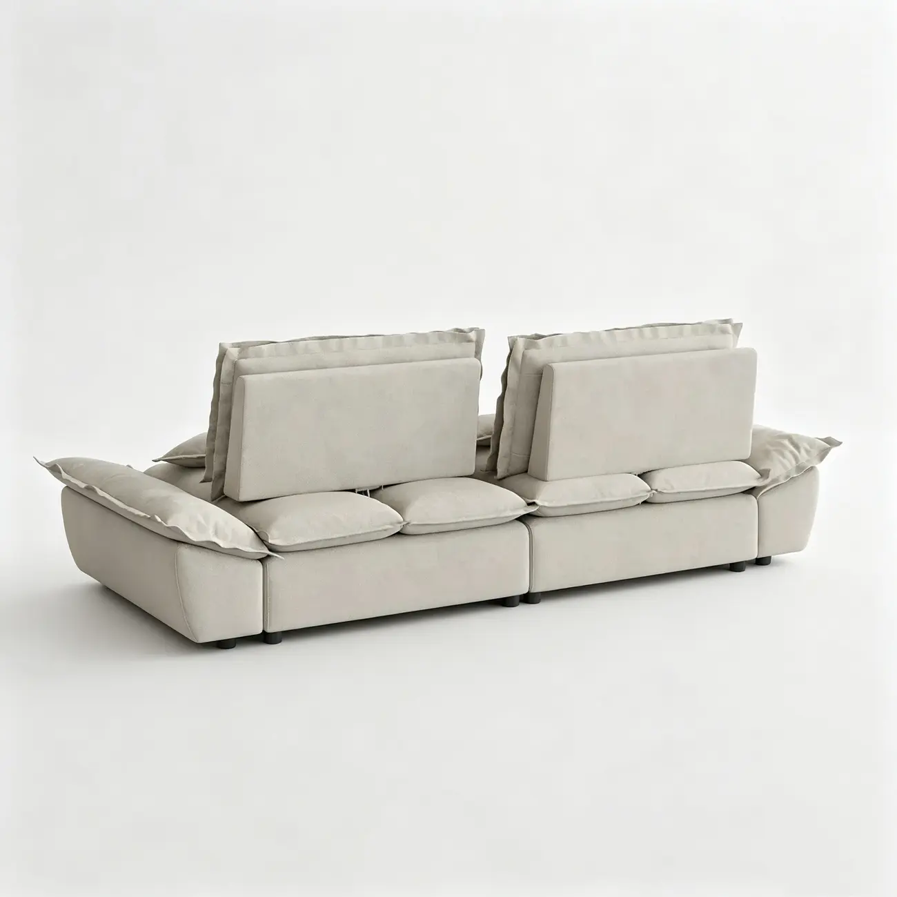 Beige Low-profile Cloud Sofa With Adjustable Backrest And Pillows Image - 27 | homeyfad