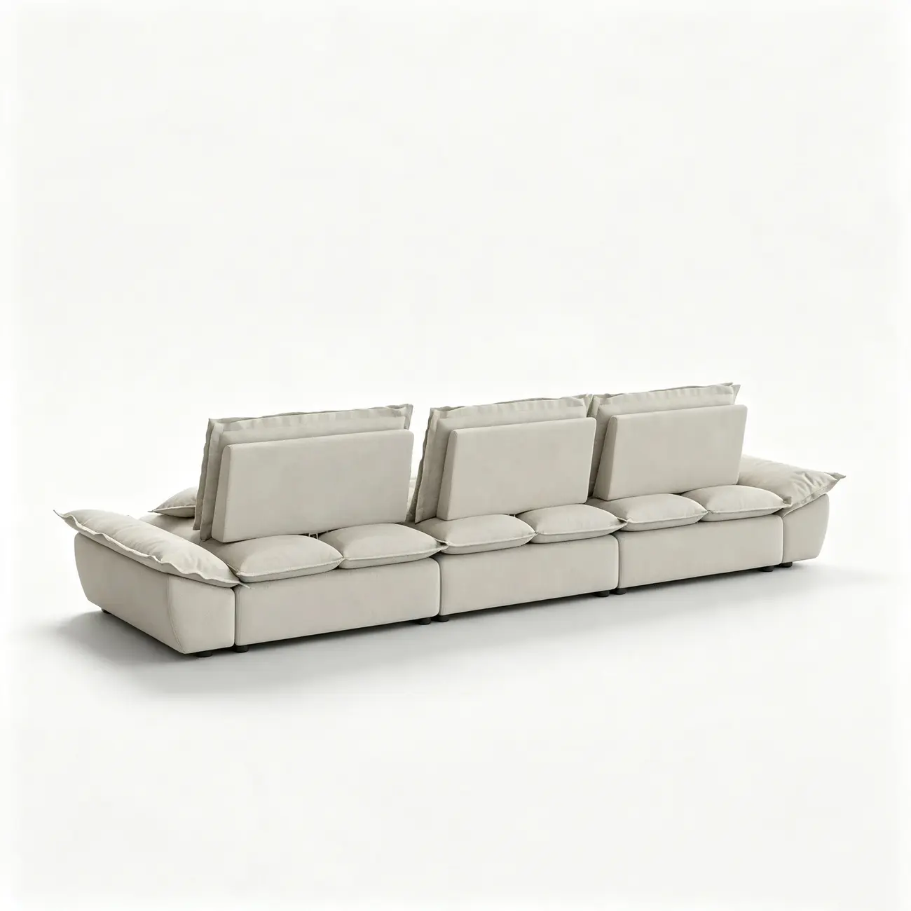 Beige Low-profile Cloud Sofa With Adjustable Backrest And Pillows Image - 26 | homeyfad