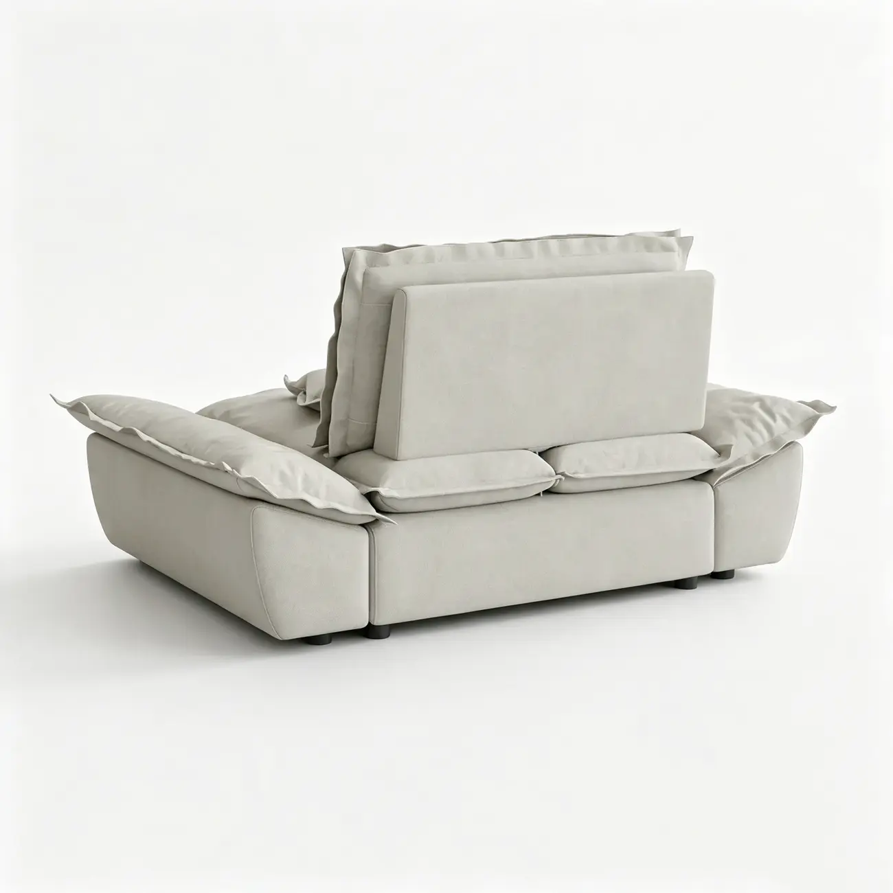 Beige Low-profile Cloud Sofa With Adjustable Backrest And Pillows Image - 28 | homeyfad