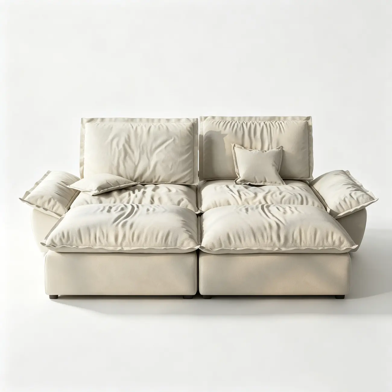 Beige Low-profile Cloud Sofa With Adjustable Backrest And Pillows Image - 23 | homeyfad