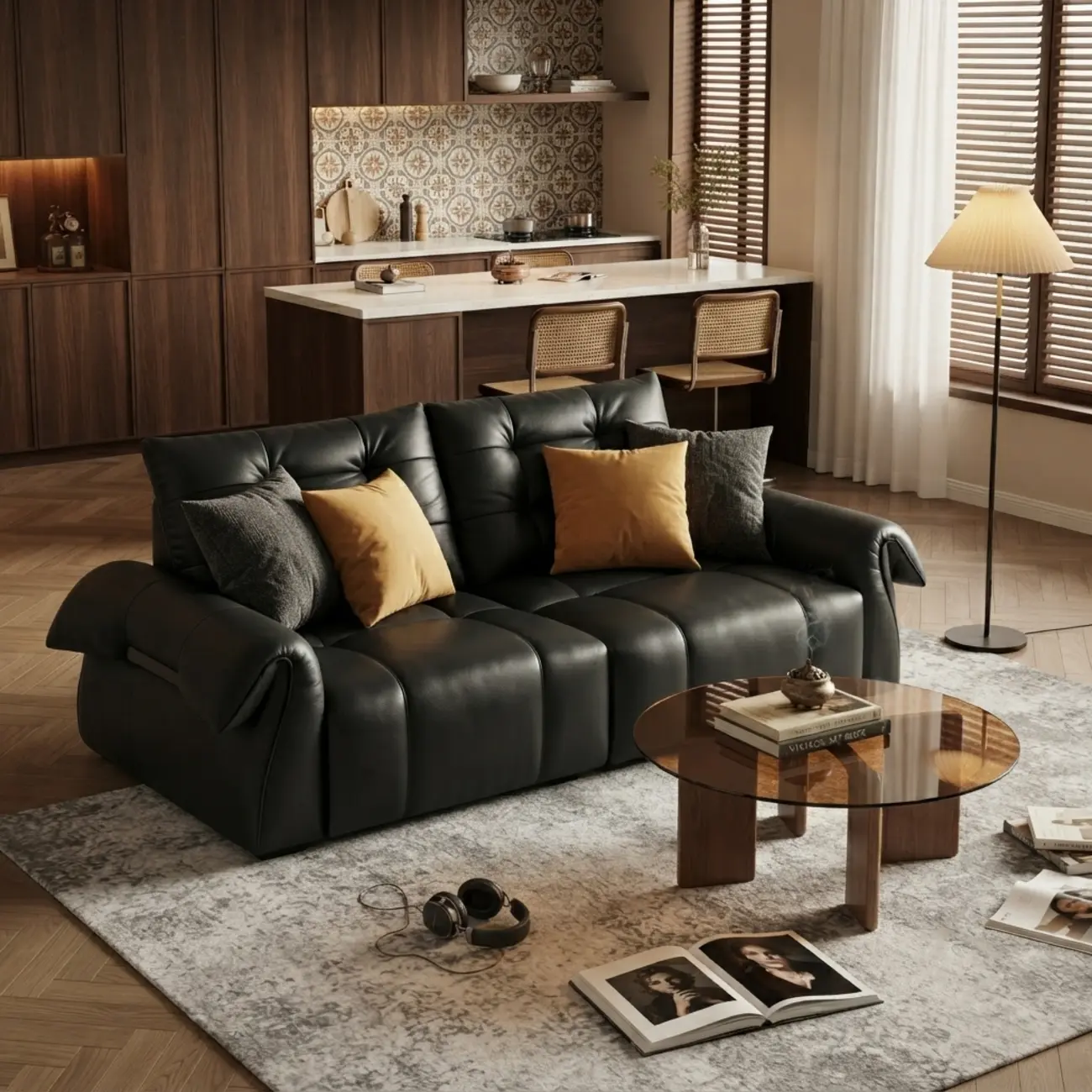 Modern Tufted Top-Grain Leather Power Sofa Bed with Extended Seat Depth Image - 4 | homeyfad