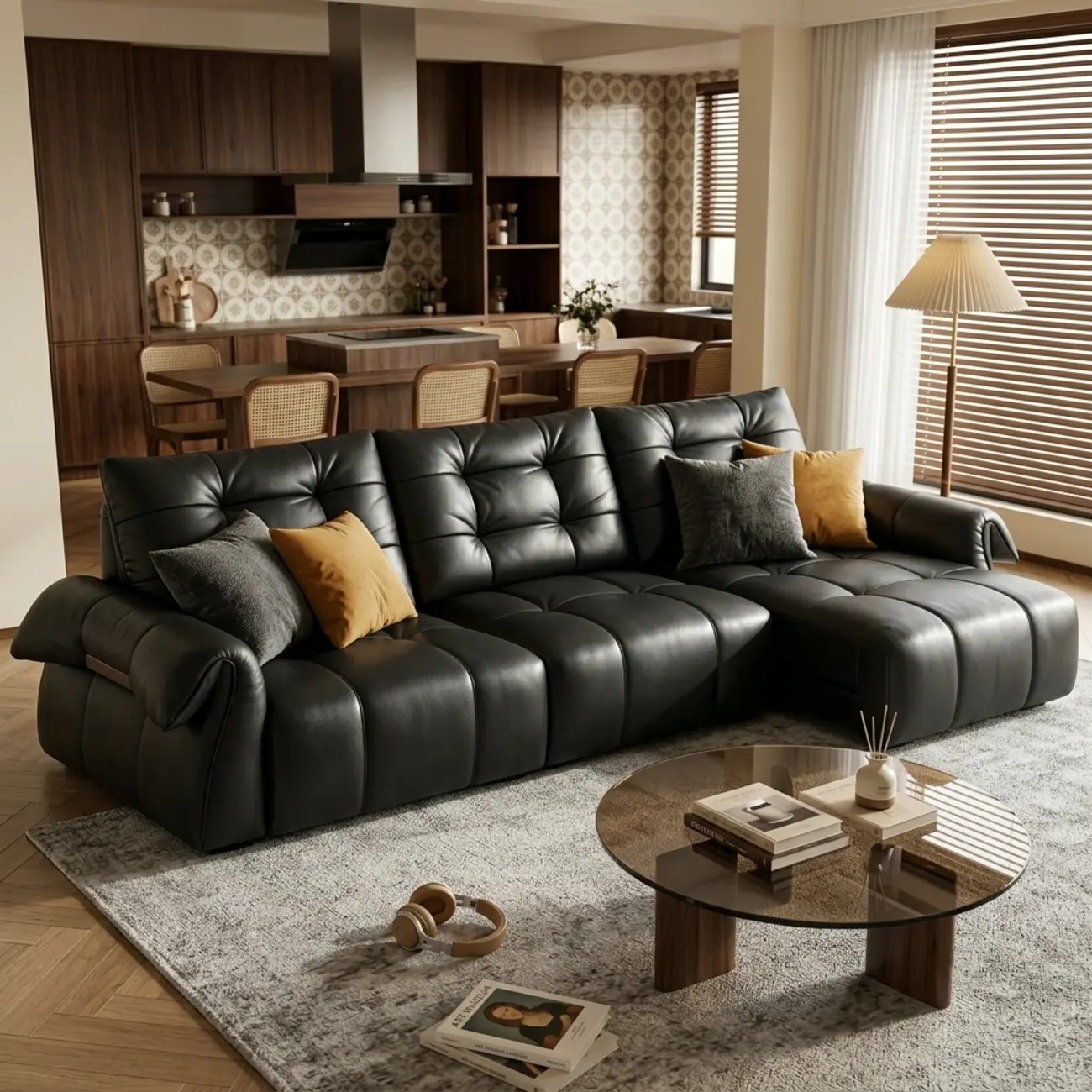 Modern Tufted Top-Grain Leather Power Sofa Bed with Extended Seat Depth Image - 5 | homeyfad