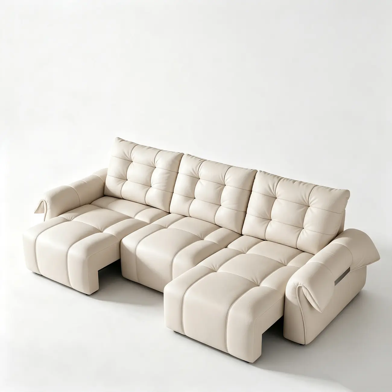 Modern Tufted Top-Grain Leather Power Sofa Bed with Extended Seat Depth Image - 12 | homeyfad