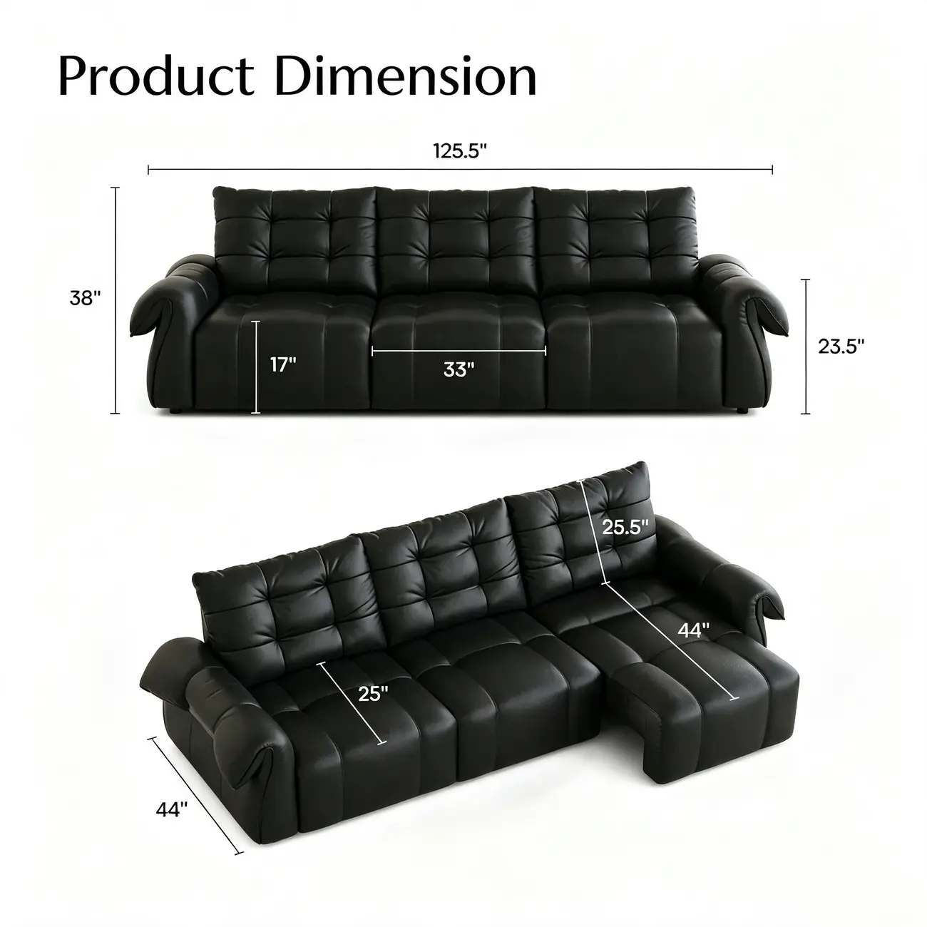 Modern Tufted Top-Grain Leather Power Sofa Bed with Extended Seat Depth Image - 11 | homeyfad