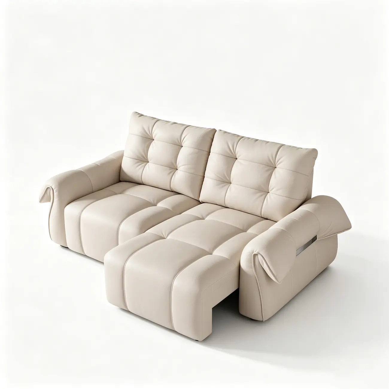 Modern Tufted Top-Grain Leather Power Sofa Bed with Extended Seat Depth Image - 13 | homeyfad