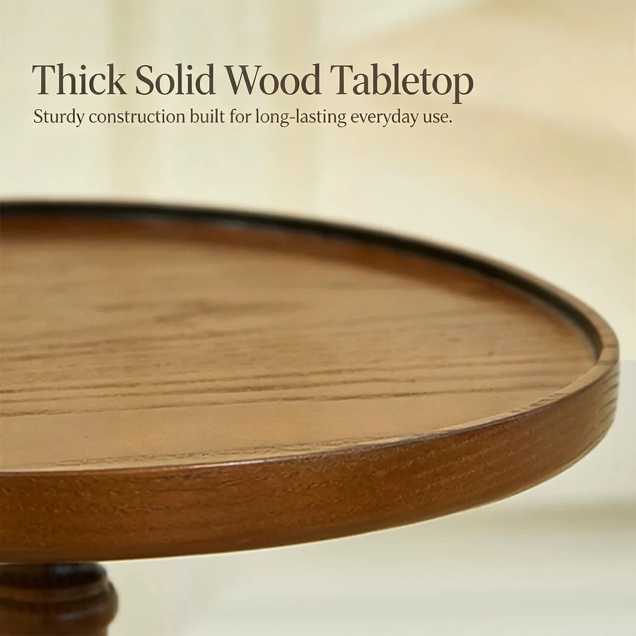 Solid Wood Round Tray Top End Table with Tripod Base for Living Room Image - 5 | homeyfad