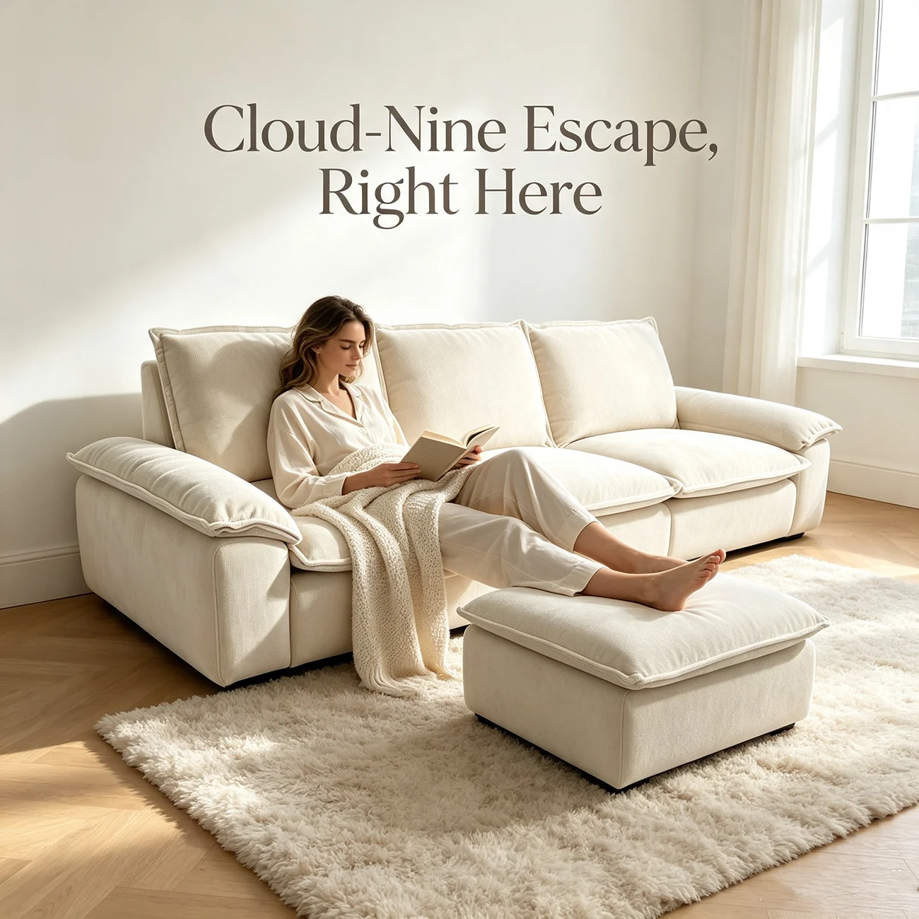 Living Room Modern Chenille Cloud Sectional Sofa With Hidden Storage Image - 6 | homeyfad