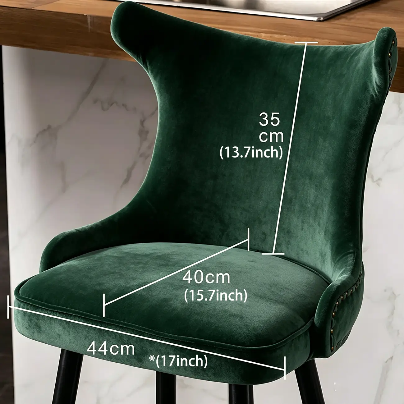 Velvet Upholstered Wingback Counter Height Bar Stools Image - 8 | homeyfad