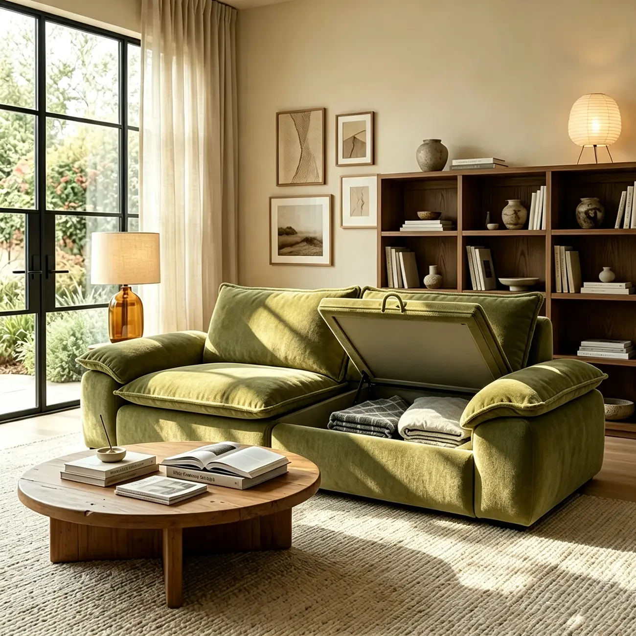 Living Room Modern Chenille Cloud Sectional Sofa With Hidden Storage Image - 16 | homeyfad