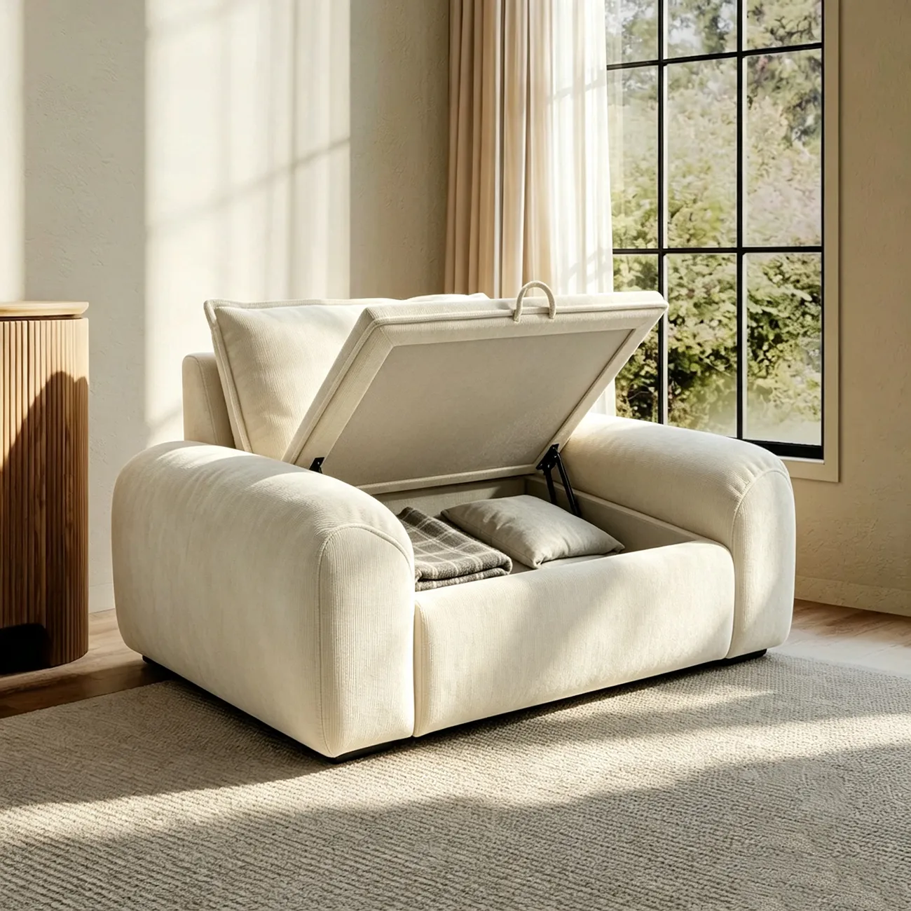 Living Room Modern Chenille Cloud Sectional Sofa With Hidden Storage Image - 12 | homeyfad