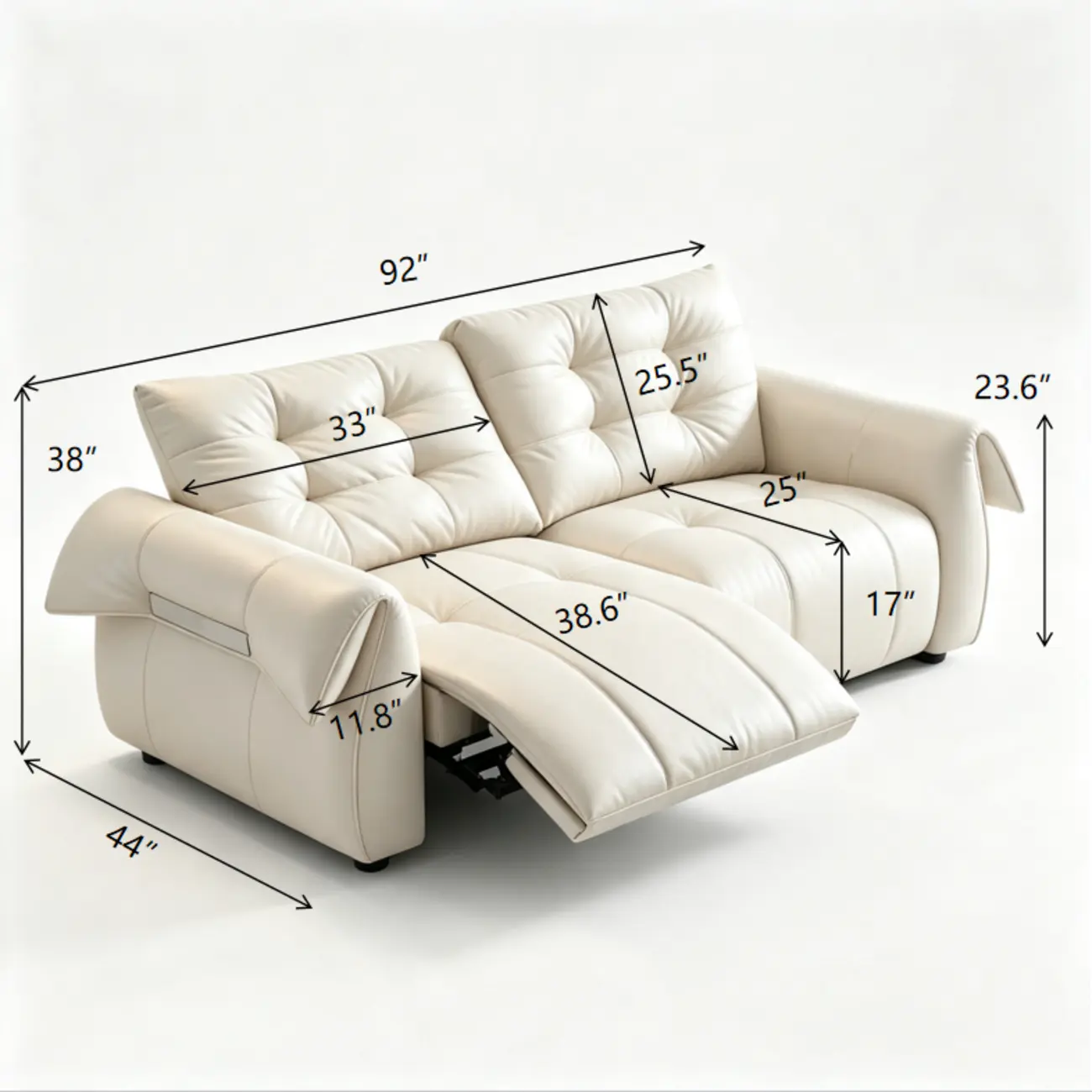 Modern Top-Grain Leather Power Reclining Sofa with Independent Footrest Control Image - 13 | homeyfad