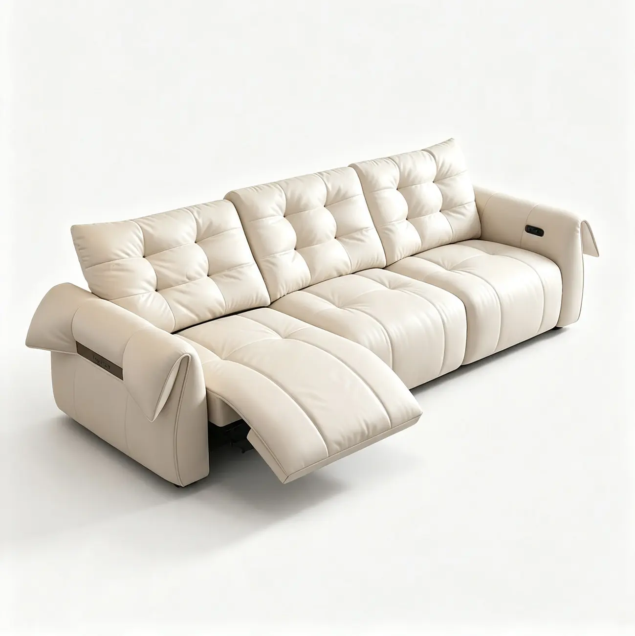 Modern Top-Grain Leather Power Reclining Sofa with Independent Footrest Control Image - 17 | homeyfad