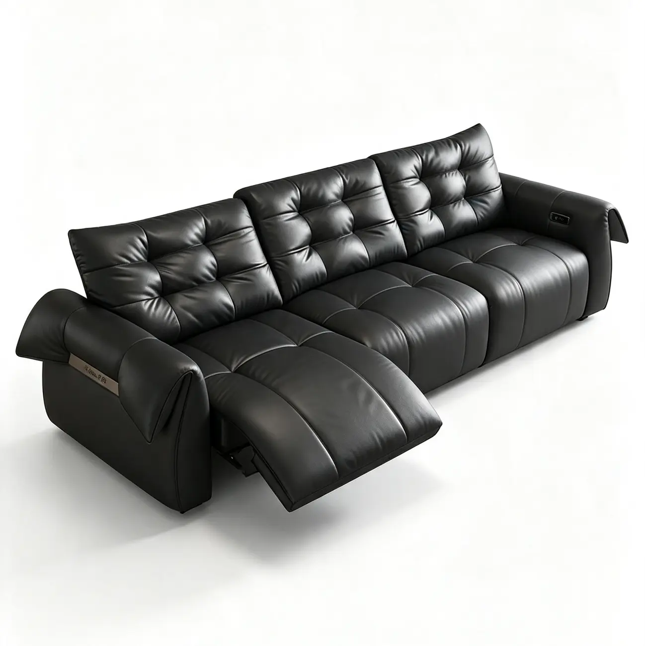 Modern Top-Grain Leather Power Reclining Sofa with Independent Footrest Control Image - 14 | homeyfad
