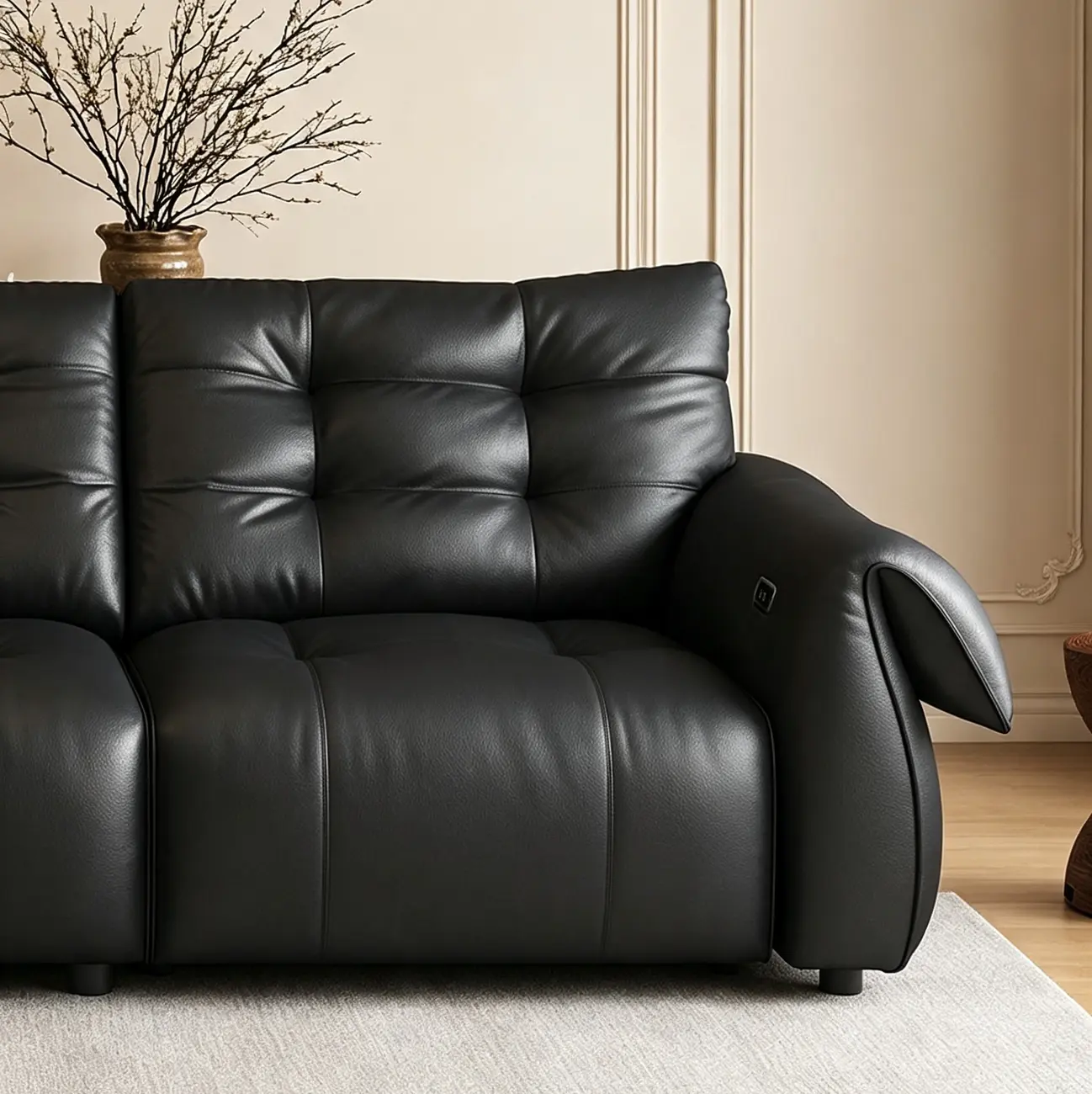 Modern Top-Grain Leather Power Reclining Sofa with Independent Footrest Control Image - 7 | homeyfad