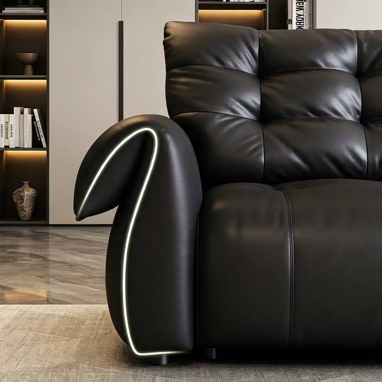Modern Top-Grain Leather Power Reclining Sofa with Independent Footrest Control Image - 8 | homeyfad
